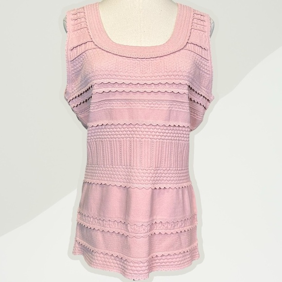 NWT Milly ‘Textured Tech Knit Lace Detailed Tank Top’ in Dahlia Pink Size 14/16 - Picture 1 of 13
